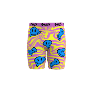 MEALLDAY Melt Boxer Brief Glitch purple yellow blue smileys streetwear underwear