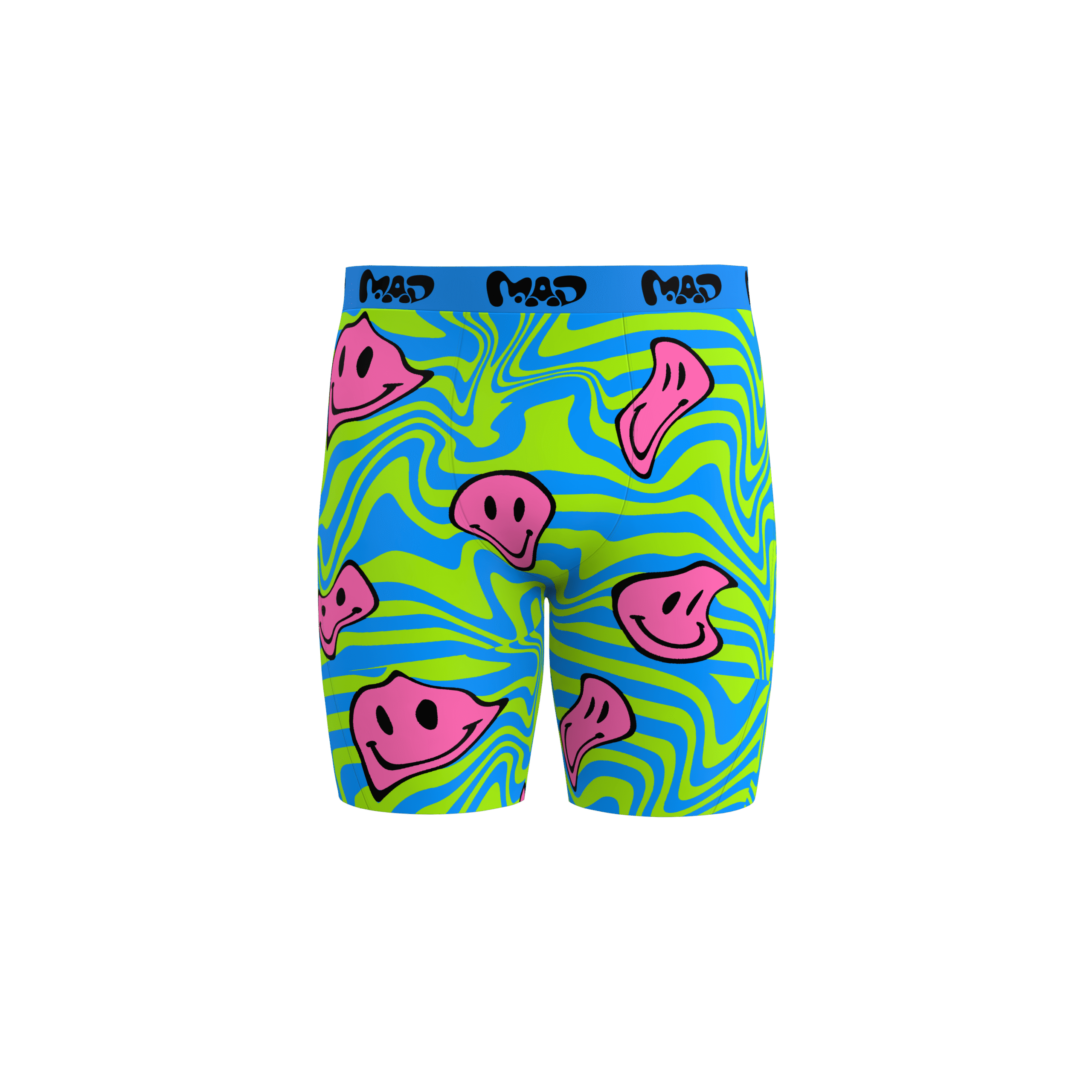 MEALLDAY Melt Boxer Brief Toxic blue neon green pink smileys streetwear underwear