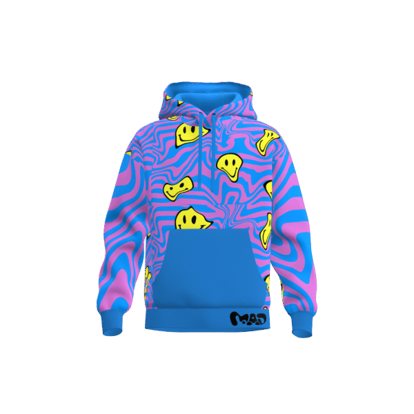 MEALLDAY Melt Hoodie blue pink psychedelic swirl streetwear hoodie