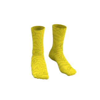 MEALLDAY Melt Collection crew sock in Ghost colorway — full tonal yellow sublimation melt print with hidden smiley pattern