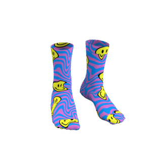 MEALLDAY Melt Sock Mirage blue pink yellow smileys psychedelic streetwear socks