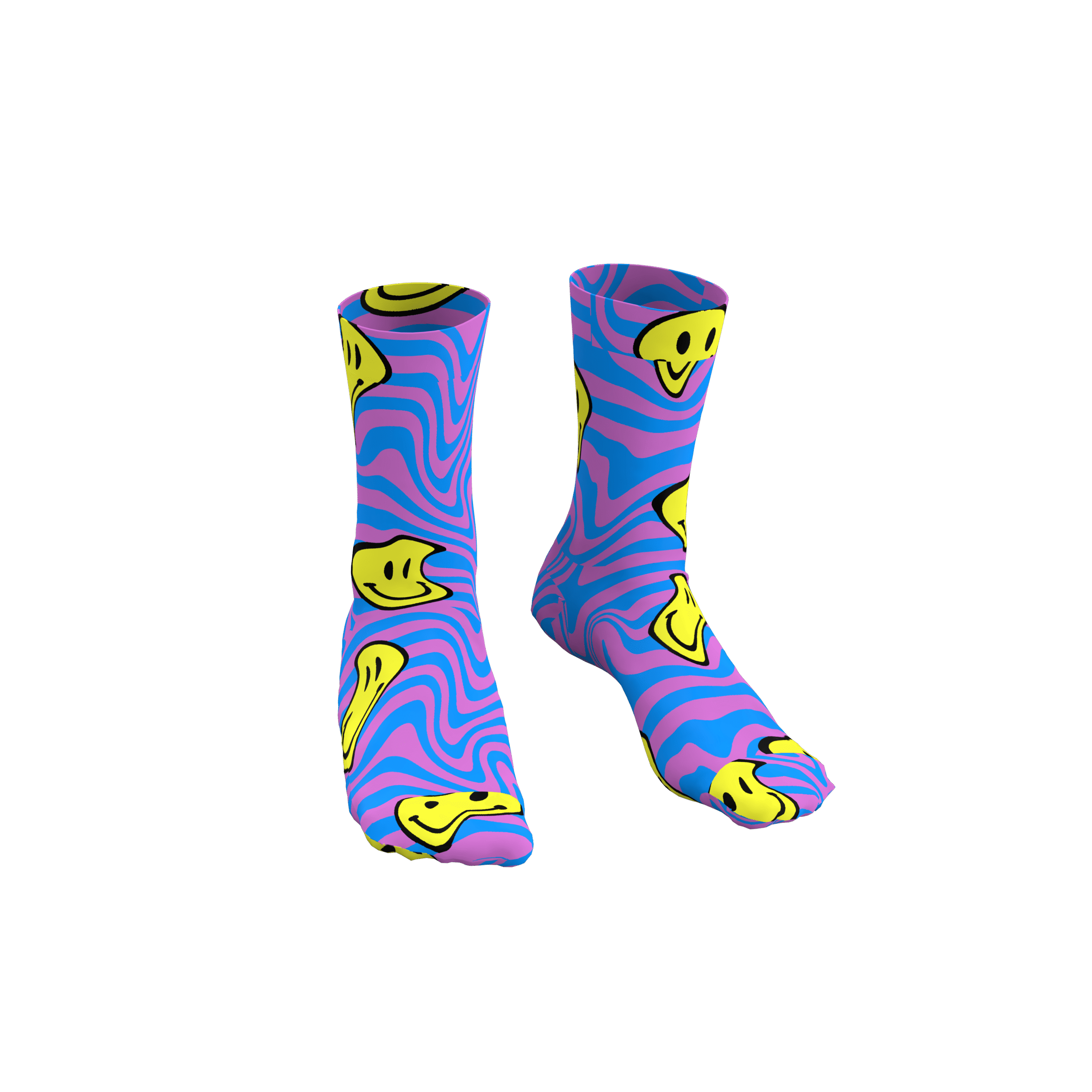 MEALLDAY Melt Sock Mirage blue pink yellow smileys psychedelic streetwear socks