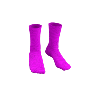 MEALLDAY Melt Collection crew sock in Neon colorway — full tonal neon magenta sublimation melt print