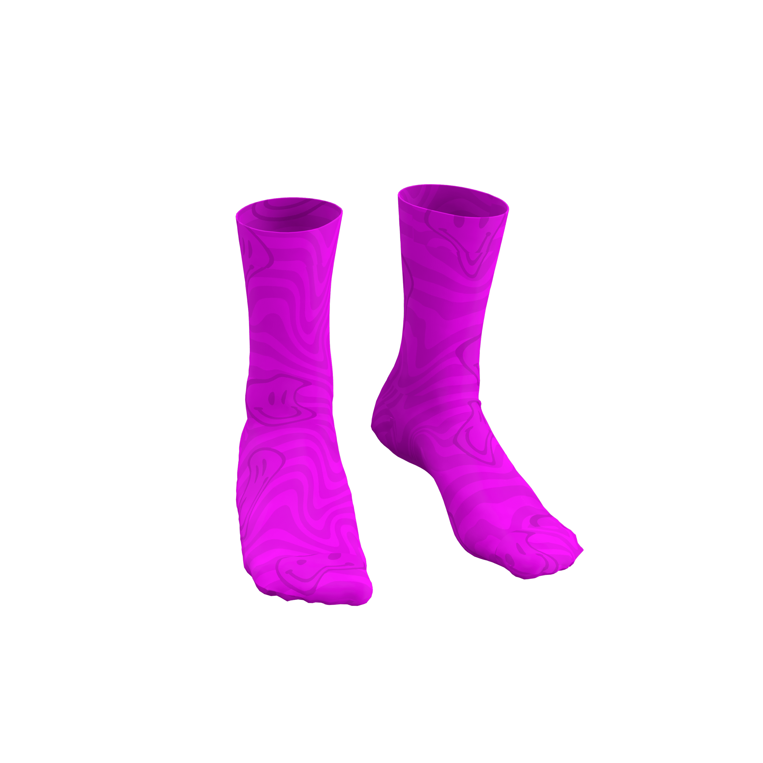 MEALLDAY Melt Collection crew sock in Neon colorway — full tonal neon magenta sublimation melt print