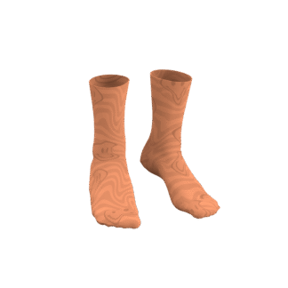 MEALLDAY Melt Collection crew sock in Nude colorway — full tonal peach sublimation melt print with hidden smiley pattern