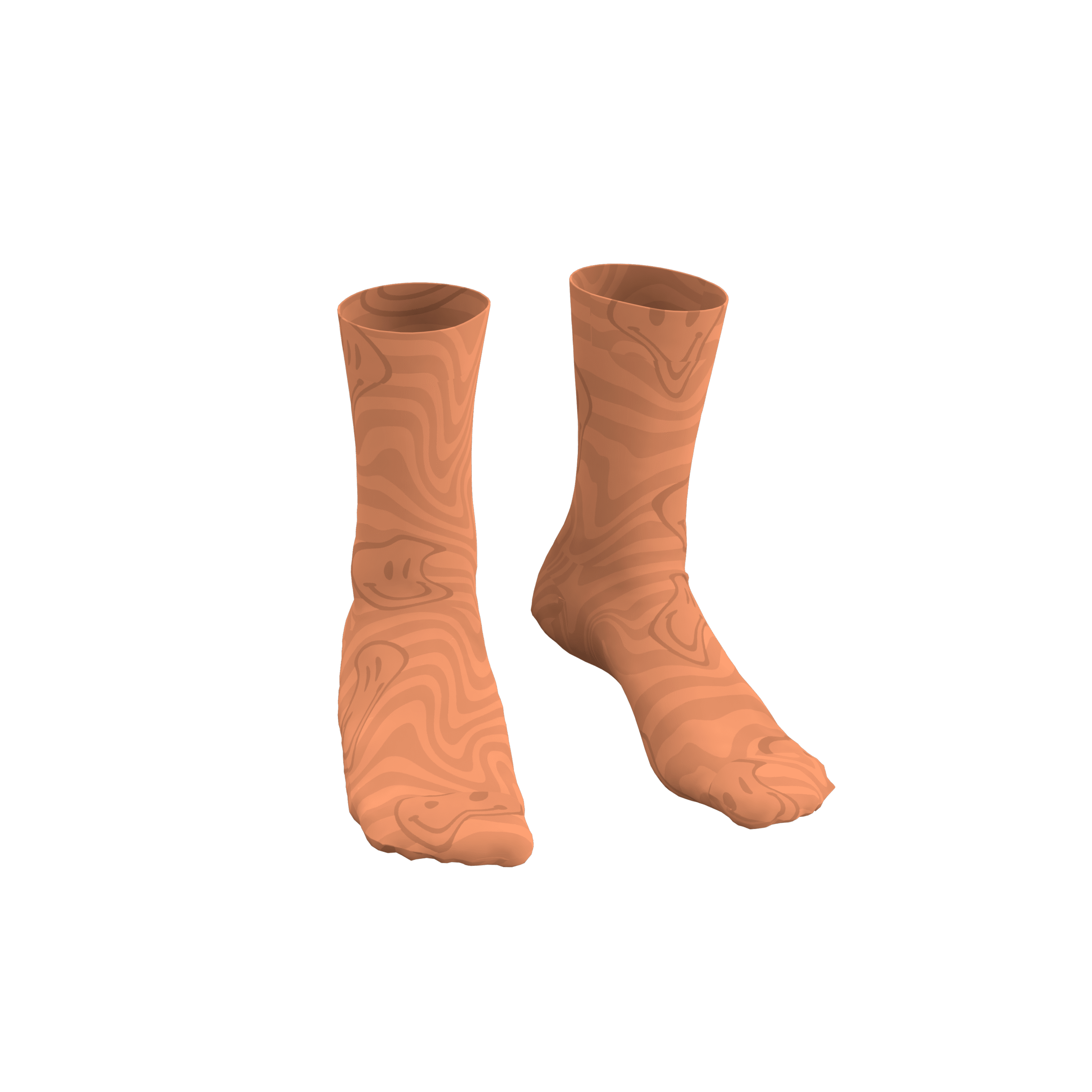 MEALLDAY Melt Collection crew sock in Nude colorway — full tonal peach sublimation melt print with hidden smiley pattern