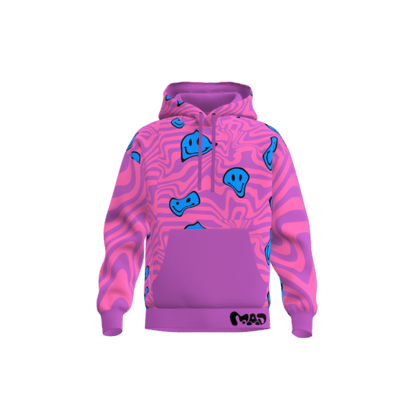 MEALLDAY Melt Hoodie Mirage pink purple blue smileys psychedelic streetwear hoodie