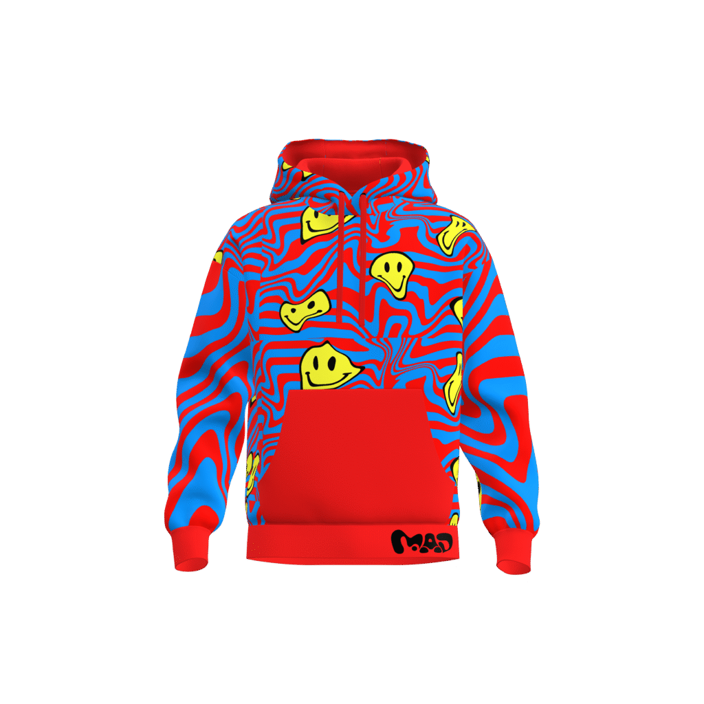 MEALLDAY Melt Hoodie Riot blue red yellow smileys psychedelic streetwear hoodie