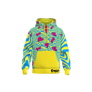 MEALLDAY Melt Hoodie Static yellow blue pink smileys psychedelic streetwear hoodie