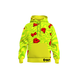 MEALLDAY Melt Hoodie Hazard neon yellow green red smileys streetwear hoodie