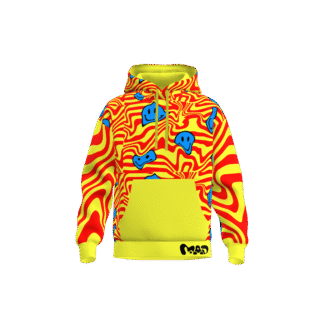 MEALLDAY Melt Hoodie Voltage yellow red blue smileys psychedelic streetwear hoodie