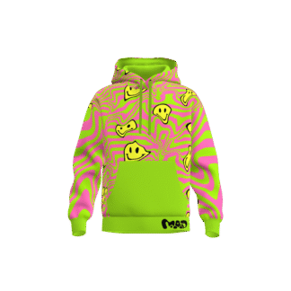 MEALLDAY Melt Hoodie Slime neon green pink yellow smileys streetwear hoodie