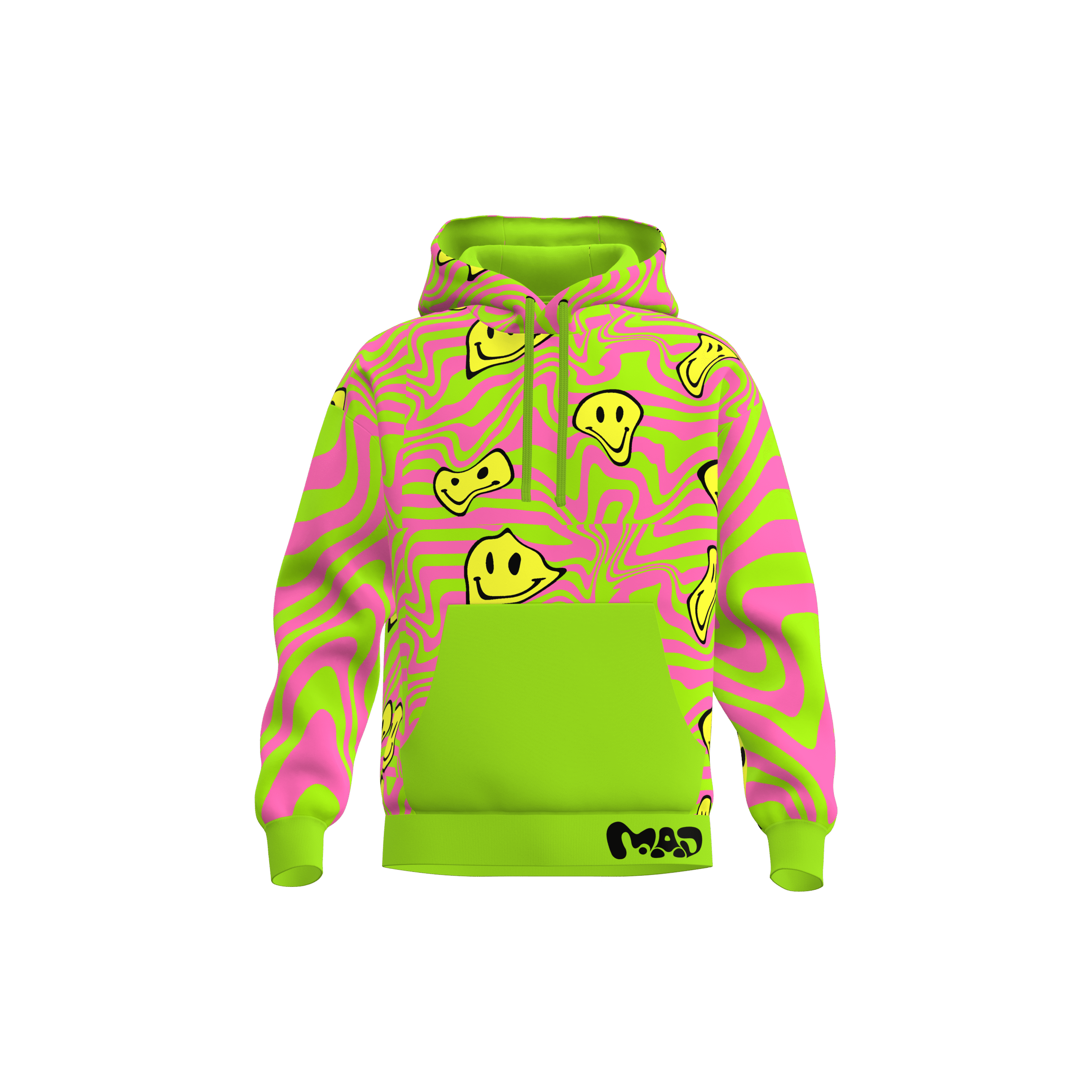 MEALLDAY Melt Hoodie Slime neon green pink yellow smileys streetwear hoodie
