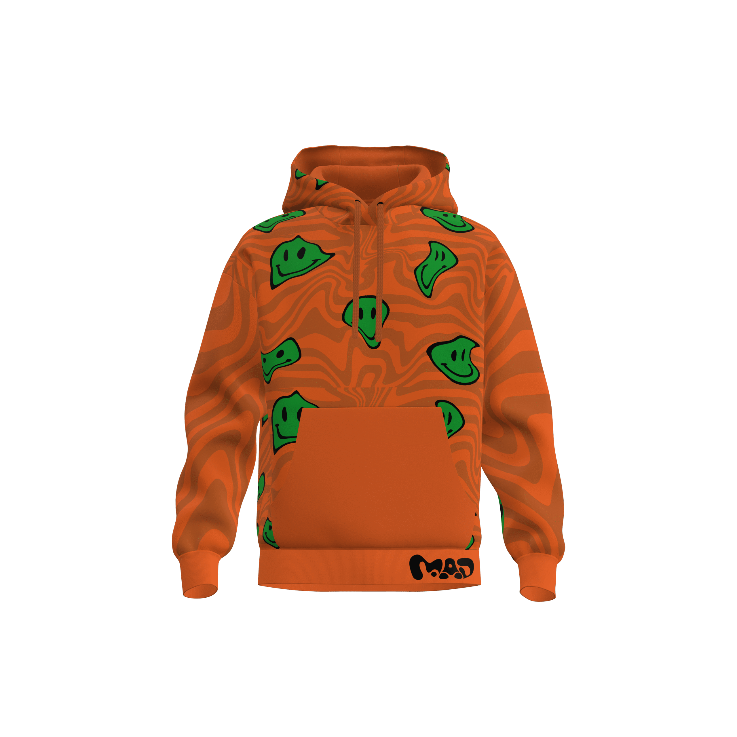 MEALLDAY Melt Hoodie Ember orange green smileys psychedelic streetwear hoodie