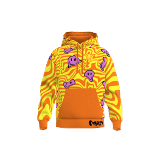 MEALLDAY Melt Hoodie Sunset yellow orange purple smileys psychedelic streetwear hoodie
