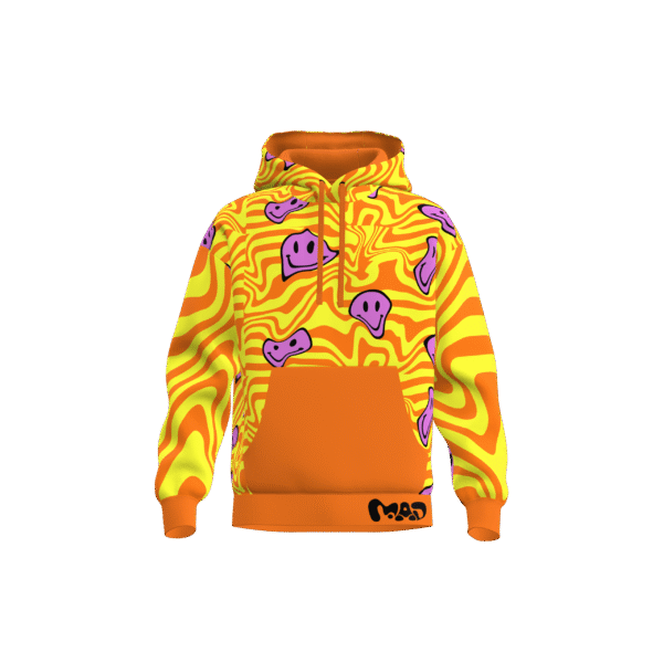 MEALLDAY Melt Hoodie Sunset yellow orange purple smileys psychedelic streetwear hoodie