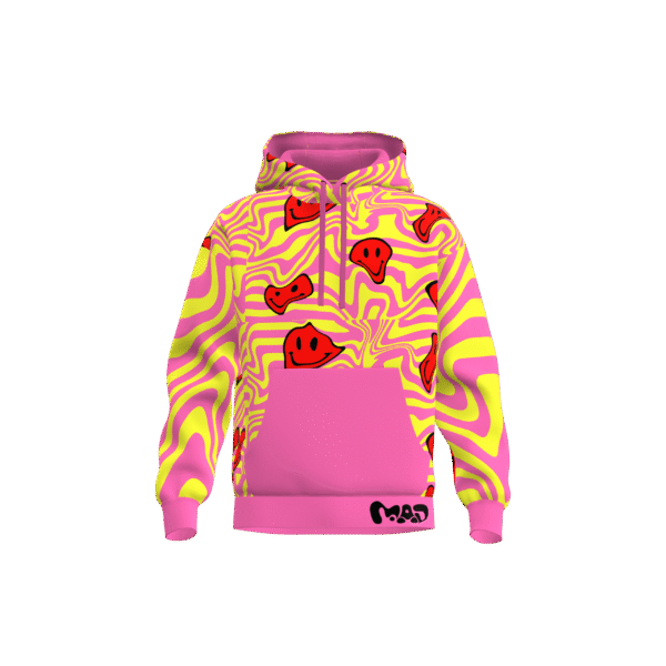 MEALLDAY Melt Hoodie Candy pink yellow red smileys psychedelic streetwear hoodie