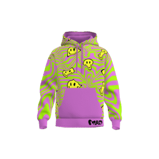 MEALLDAY Melt Hoodie Venom purple neon green yellow smileys psychedelic streetwear hoodie
