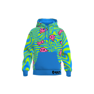 MEALLDAY Melt Hoodie Toxic blue neon green pink psychedelic streetwear hoodie