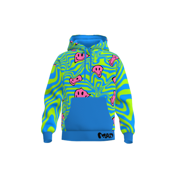 MEALLDAY Melt Hoodie Toxic blue neon green pink psychedelic streetwear hoodie